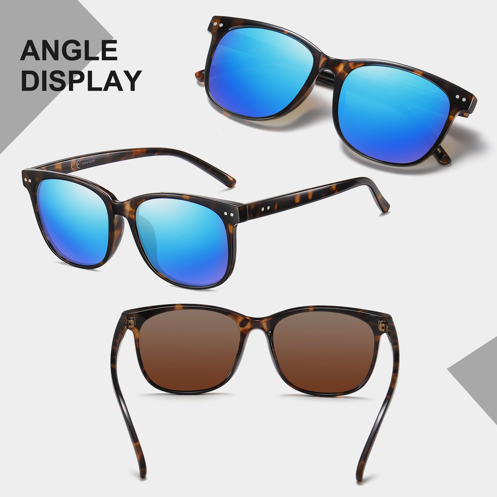 HAOLOTA 2pcs Classic Round Polarized Sunglasses for Women Men Lightweight SG8081-2P
