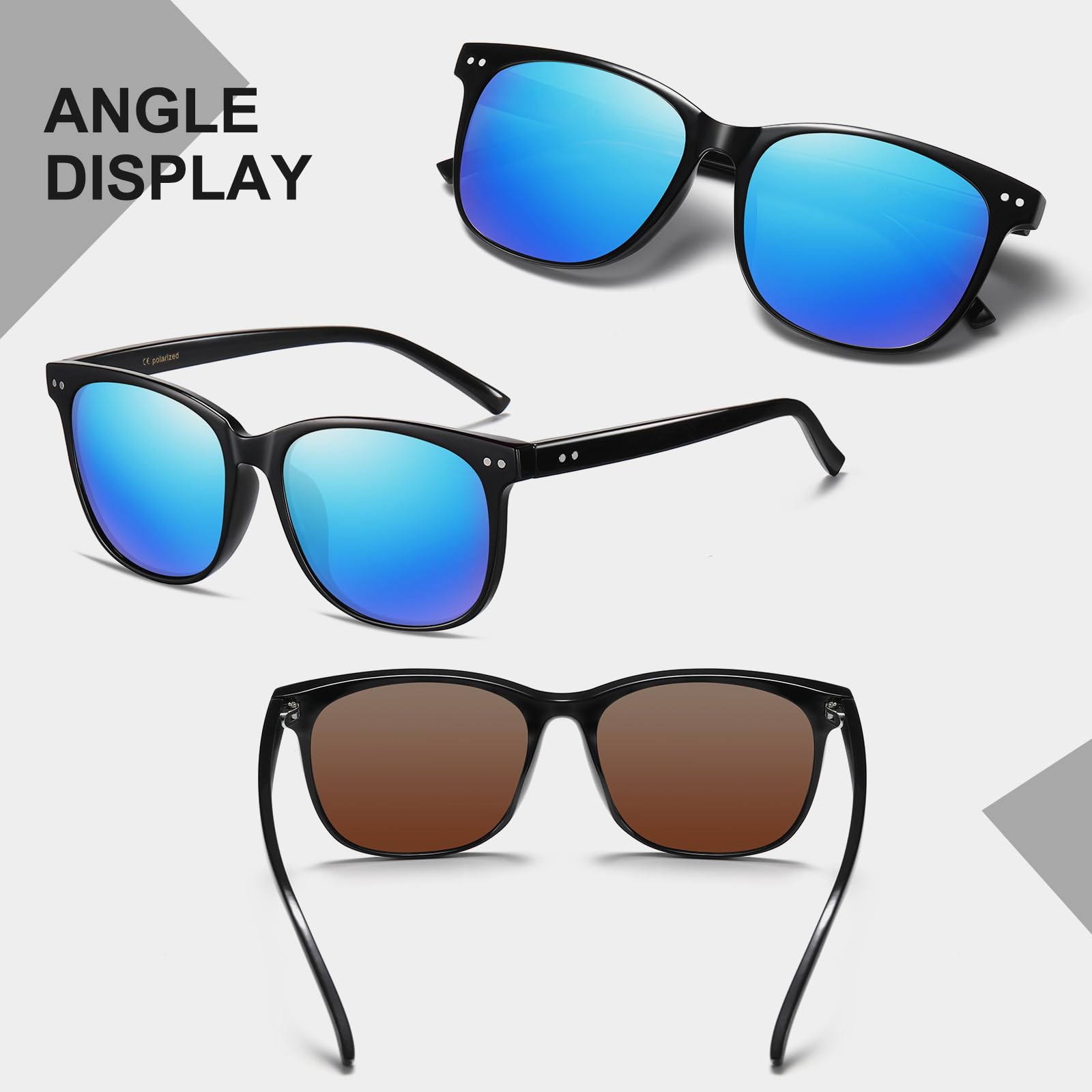 HAOLOTA 2pcs Classic Round Polarized Sunglasses for Women Men Lightweight SG8081-2P