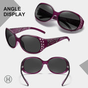HAOLOTA Polarized Sunglasses for Women Rhinestone Wrap Around SG0008