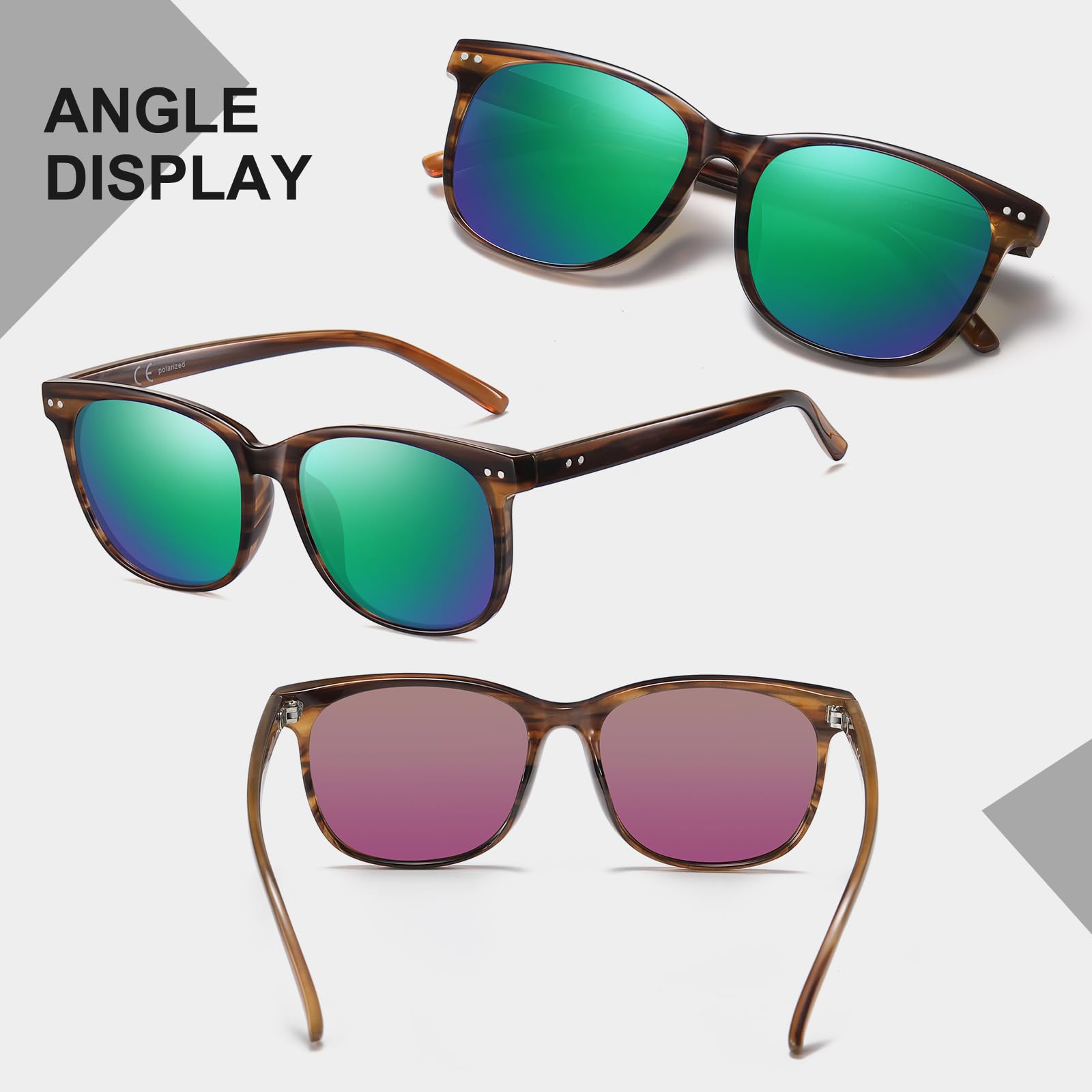 HAOLOTA 2pcs Classic Round Polarized Sunglasses for Women Men Lightweight SG8081-2P
