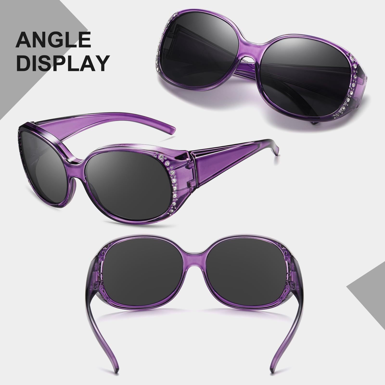 HAOLOTA Women's Polarized Fit Over Sunglasses with Rhinestone SG0108