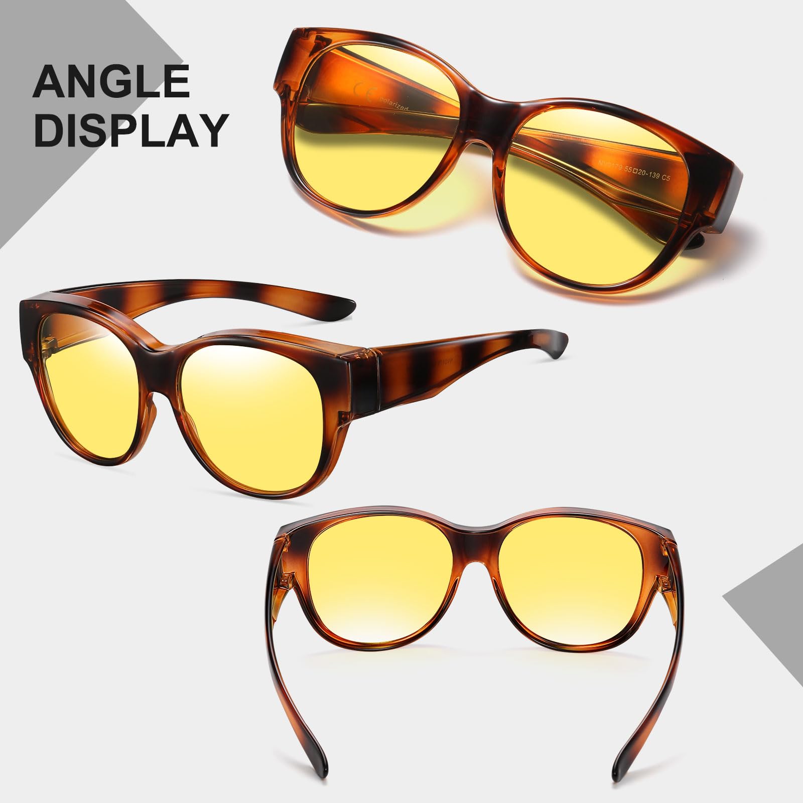 HAOLOTA Polarized Night Vision Driving Glasses Women Fit Over Glasses, Anti Glare NV0179