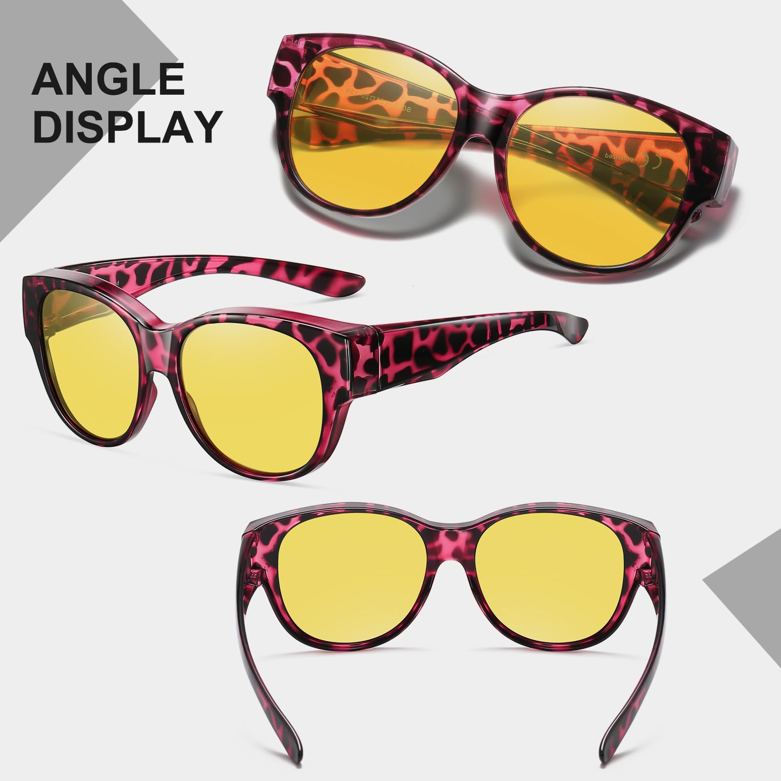 HAOLOTA Polarized Night Vision Driving Glasses Women Fit Over Glasses, Anti Glare NV0179