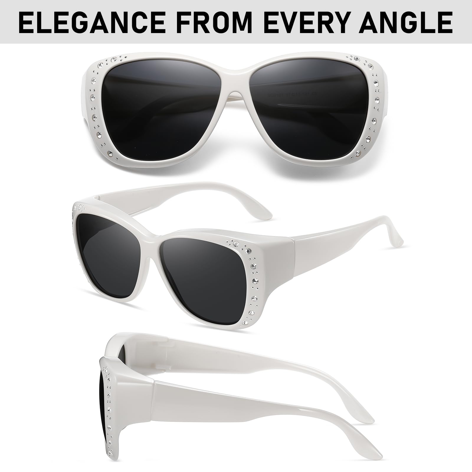 HAOLOTA Women's Polarized Fit Over Sunglasses with RhinestoneUV400 Protection SG0107