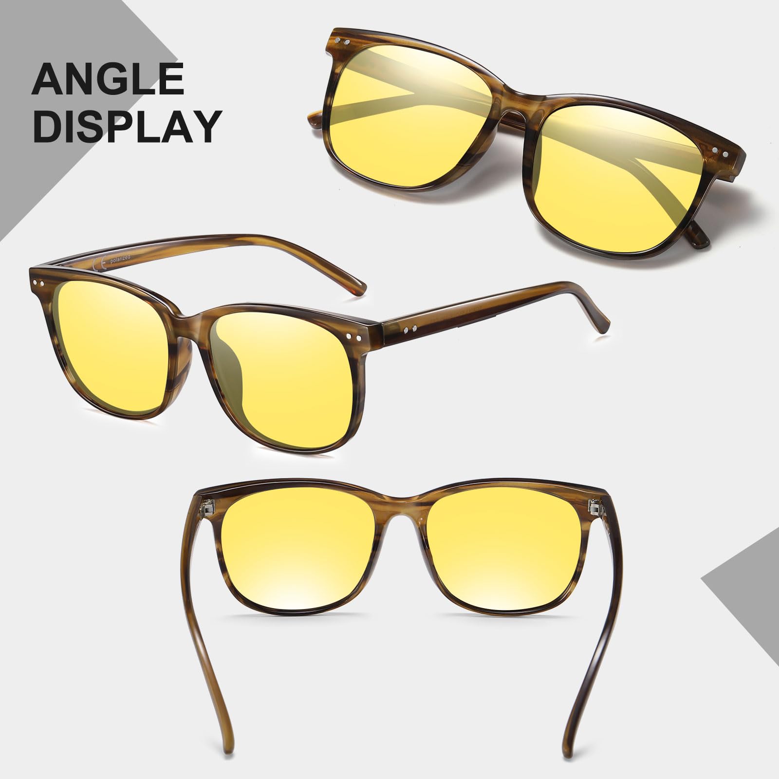 HAOLOTA Night Vision Driving Glasses Yellow Tinted Anti Glare Women NV8081