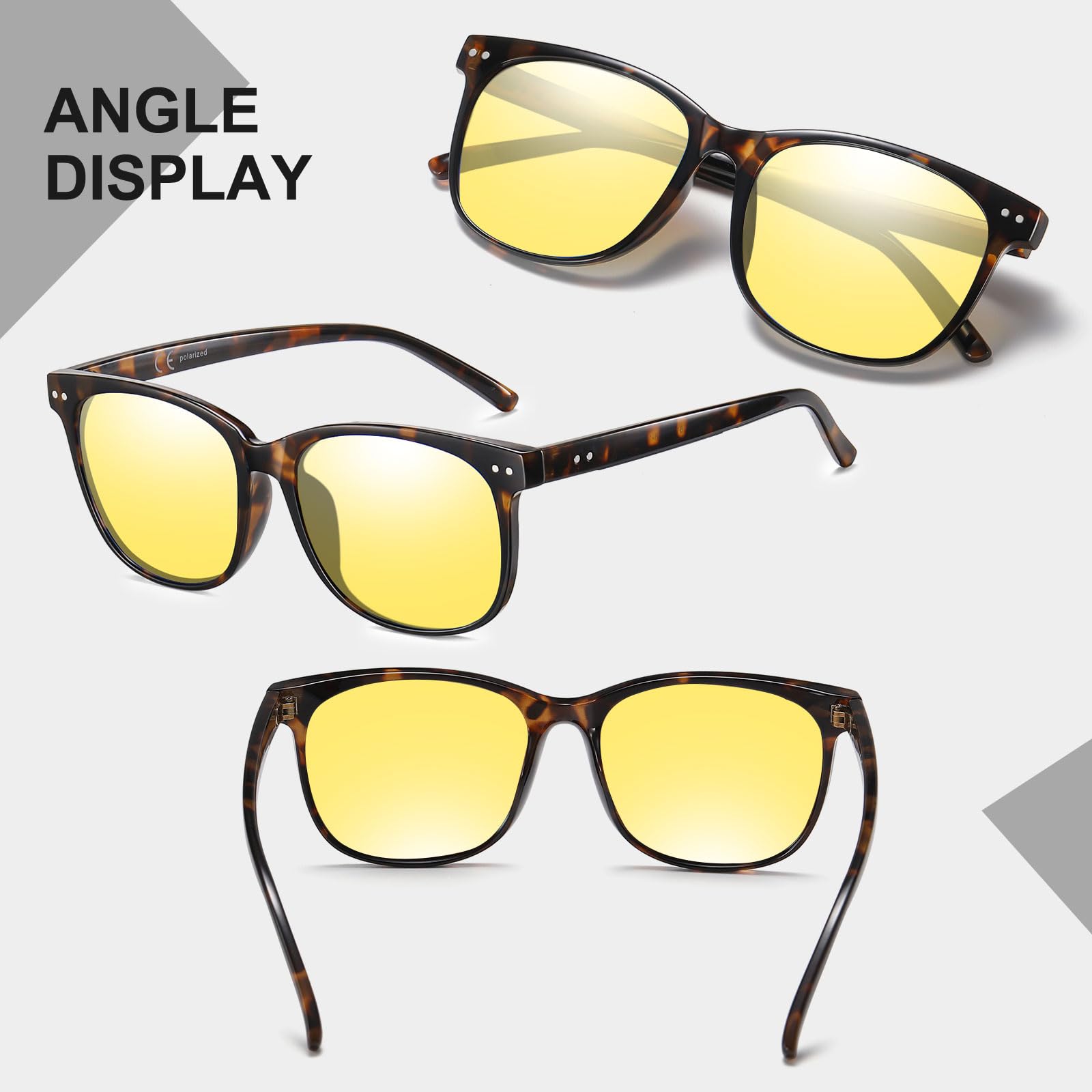 HAOLOTA Night Vision Driving Glasses Yellow Tinted Anti Glare Women NV8081