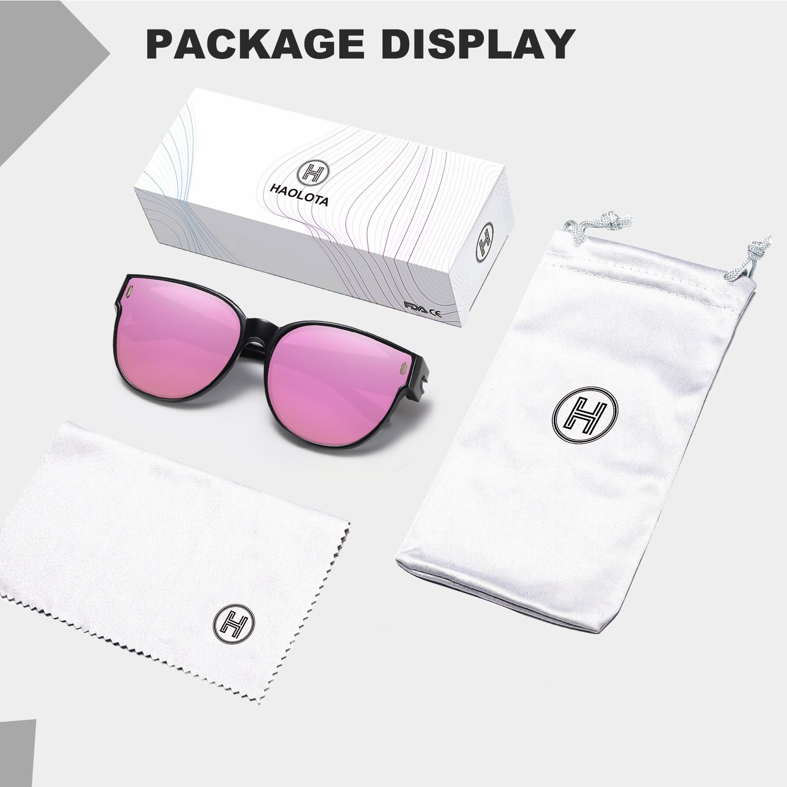 HAOLOTA Cat Eye Sunglasses for Prescription Glasses Women TR90 Lightweight SG0189