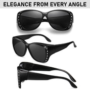HAOLOTA Women's Polarized Fit Over Sunglasses with RhinestoneUV400 Protection SG0107