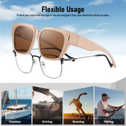 HAOLOTA Fit-Over Sunglasses for Women Men Square Shapes UV Protection SG0512