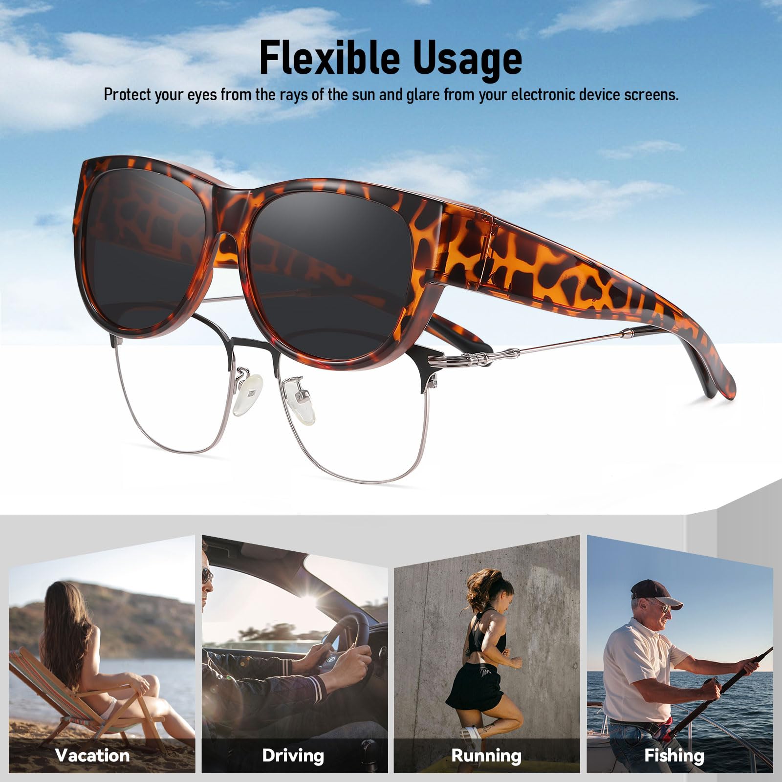 HAOLOTA Cat Eye Sunglasses for Women Polarized Sunglasses Wear Over Glasses SG0173