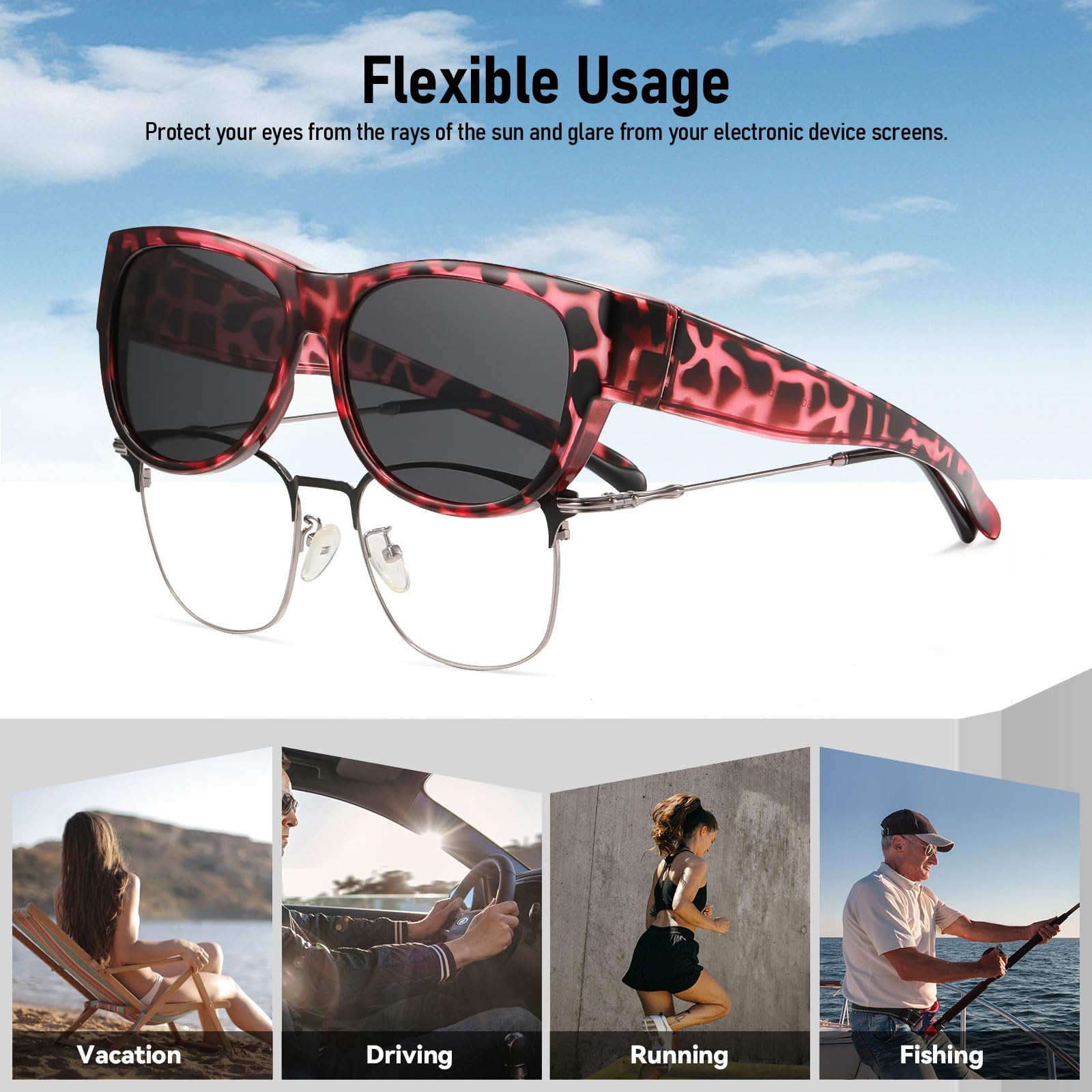 HAOLOTA Cat Eye Sunglasses for Women Polarized Sunglasses Wear Over Glasses SG0173