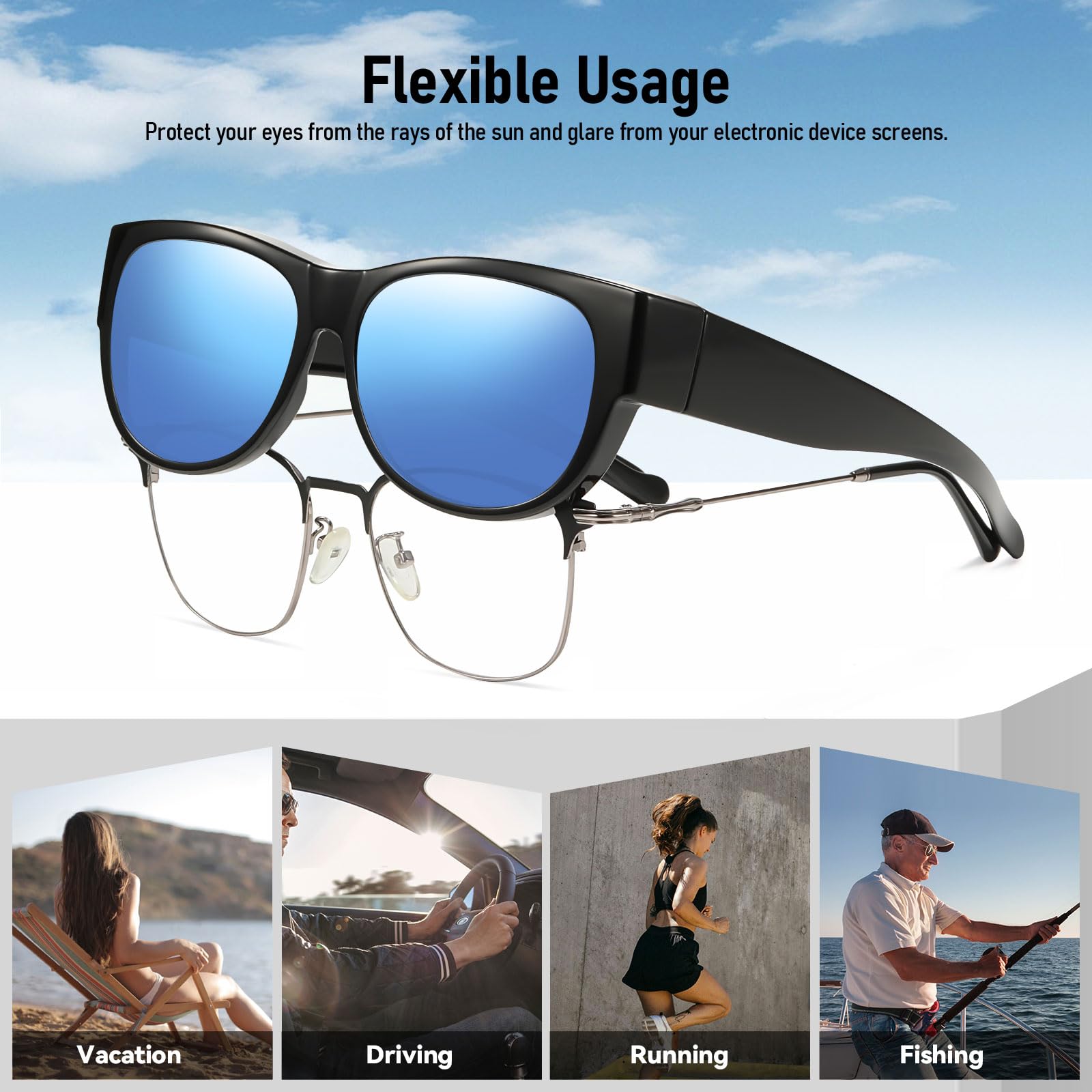 HAOLOTA Cat Eye Sunglasses for Women Polarized Sunglasses Wear Over Glasses SG0173