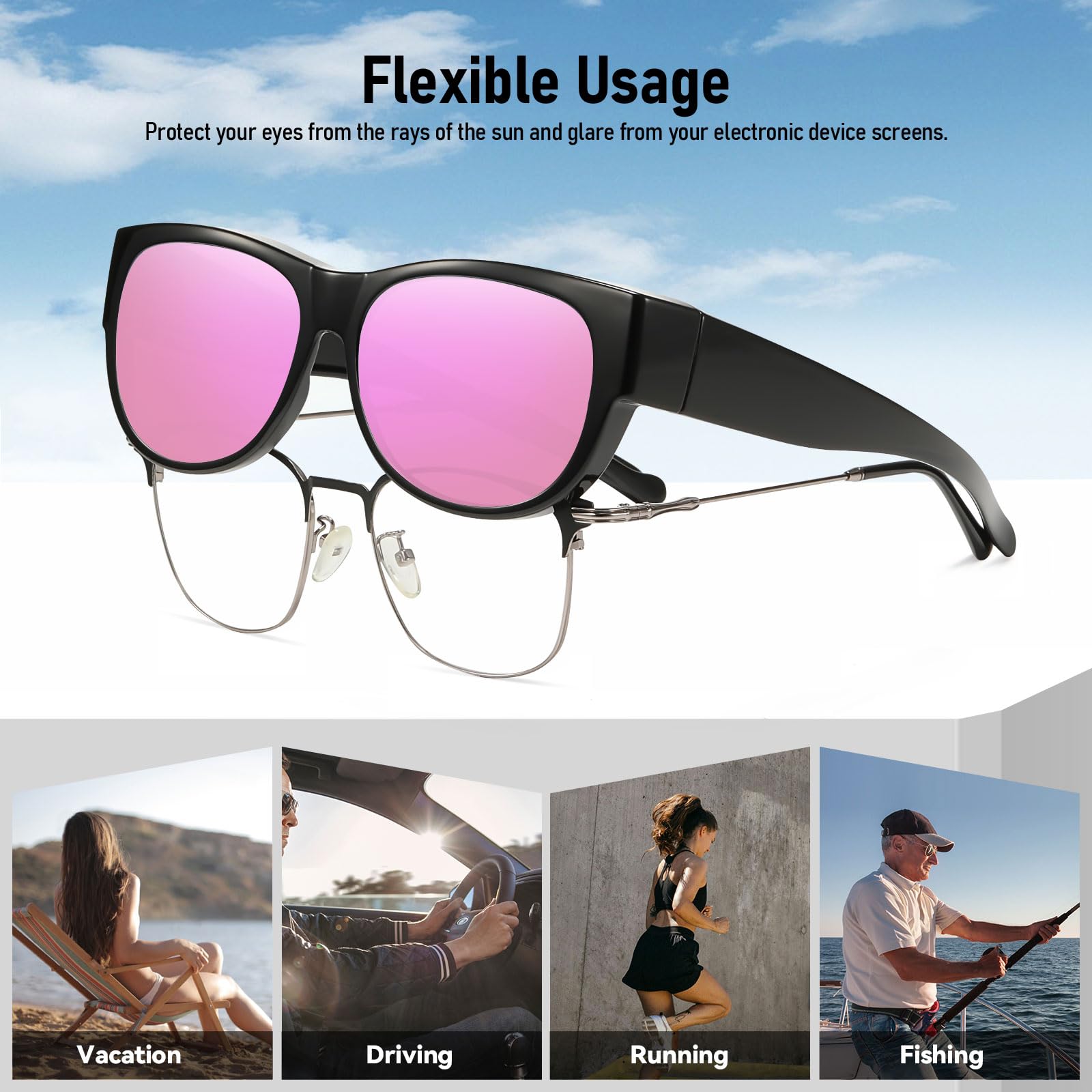 HAOLOTA Cat Eye Sunglasses for Women Polarized Sunglasses Wear Over Glasses SG0173
