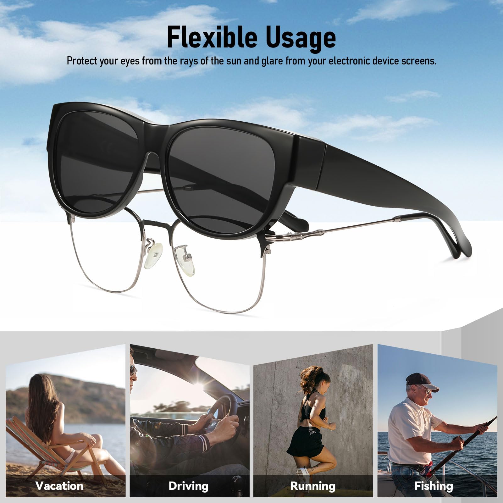 HAOLOTA Cat Eye Sunglasses for Women Polarized Sunglasses Wear Over Glasses SG0173