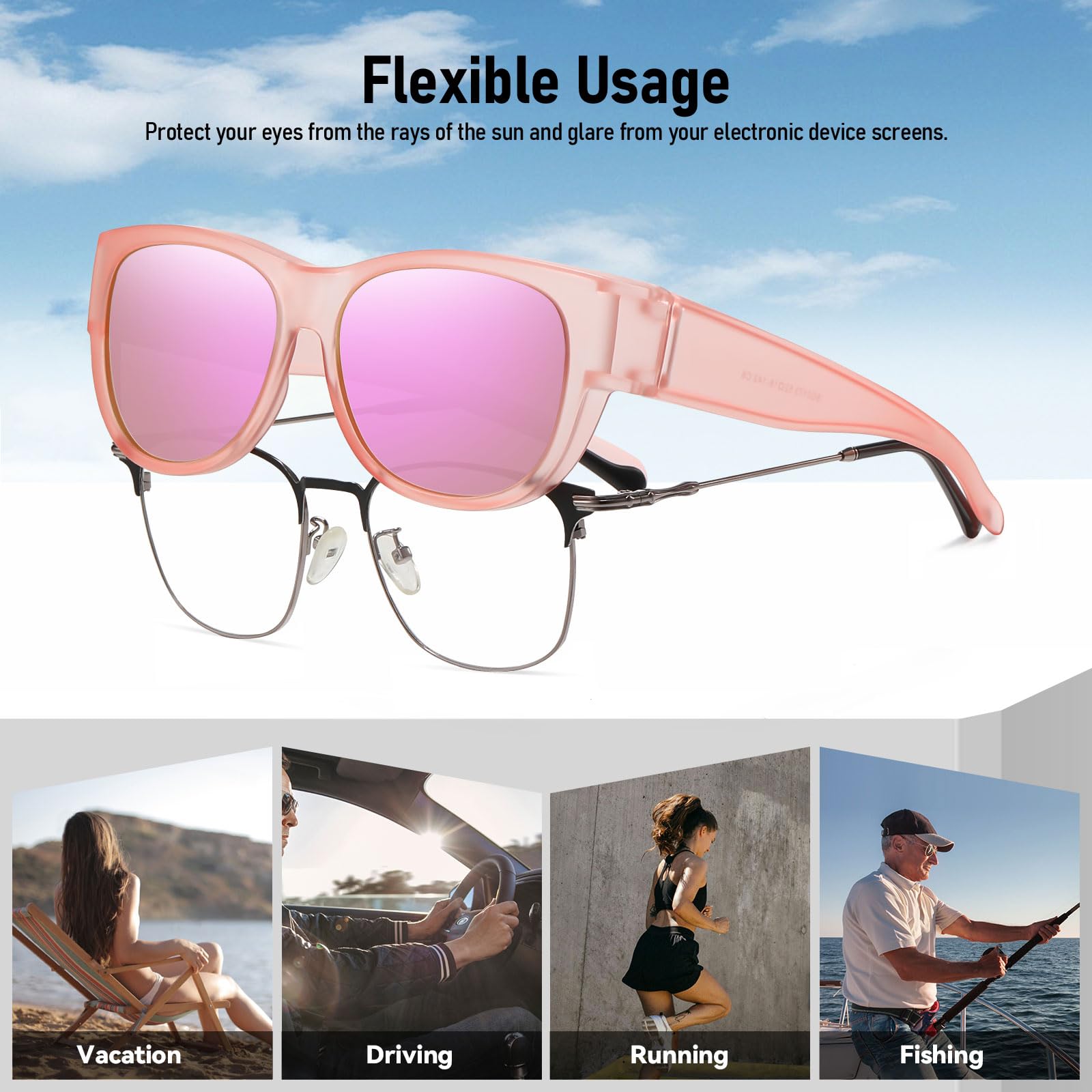 HAOLOTA Cat Eye Sunglasses for Women Polarized Sunglasses Wear Over Glasses SG0173