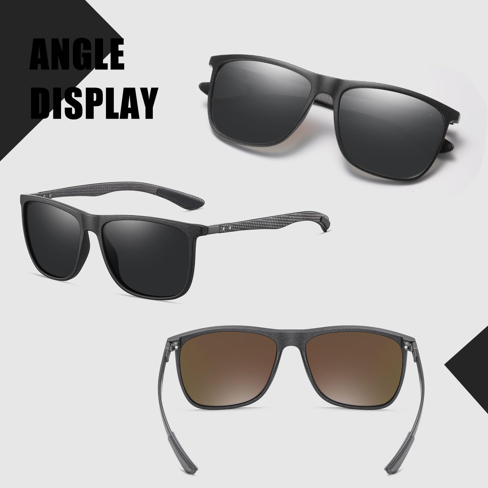 HAOLOTA Polarized Sunglasses for Men Ultralight Carbon Fiber UV400 Protection SG8001