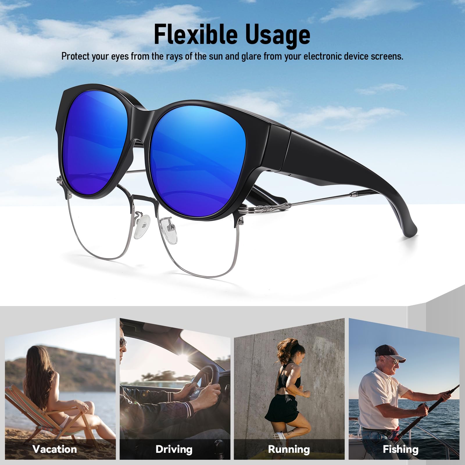 HAOLOTA Cat Eye Sunglasses Over Glasses SG0179