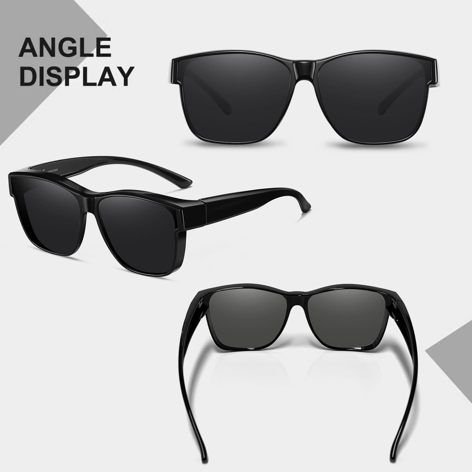 HAOLOTA Fit-Over Sunglasses Polarized for Men Square Shades UV400 Protection SG0174M