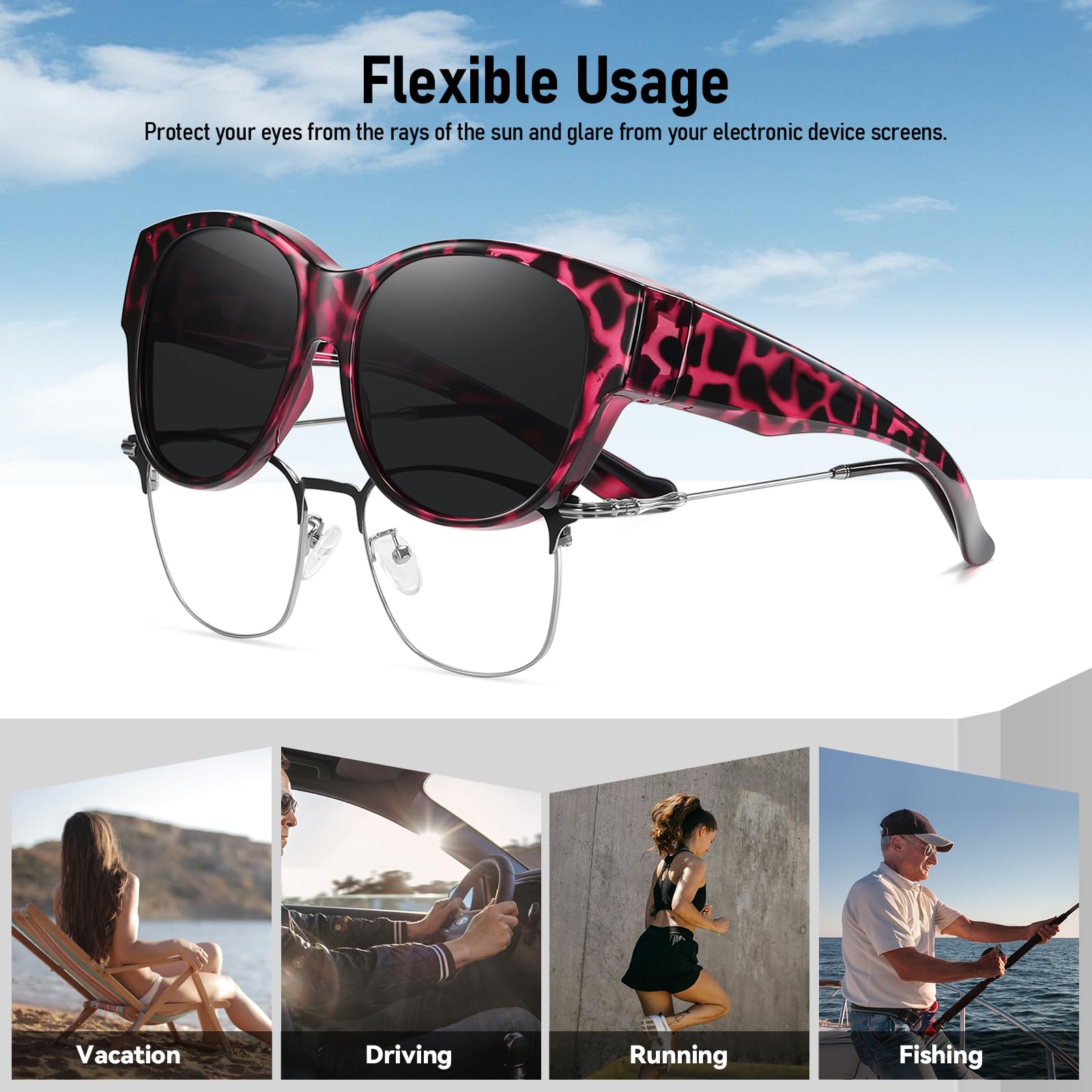 HAOLOTA Cat Eye Sunglasses Over Glasses SG0179