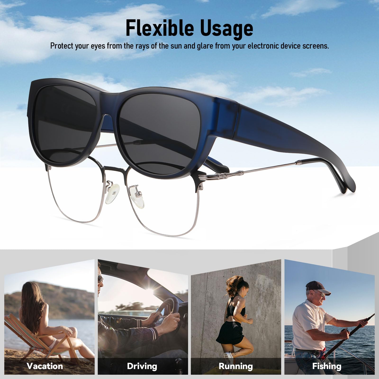 HAOLOTA Cat Eye Sunglasses for Women Polarized Sunglasses Wear Over Glasses SG0173