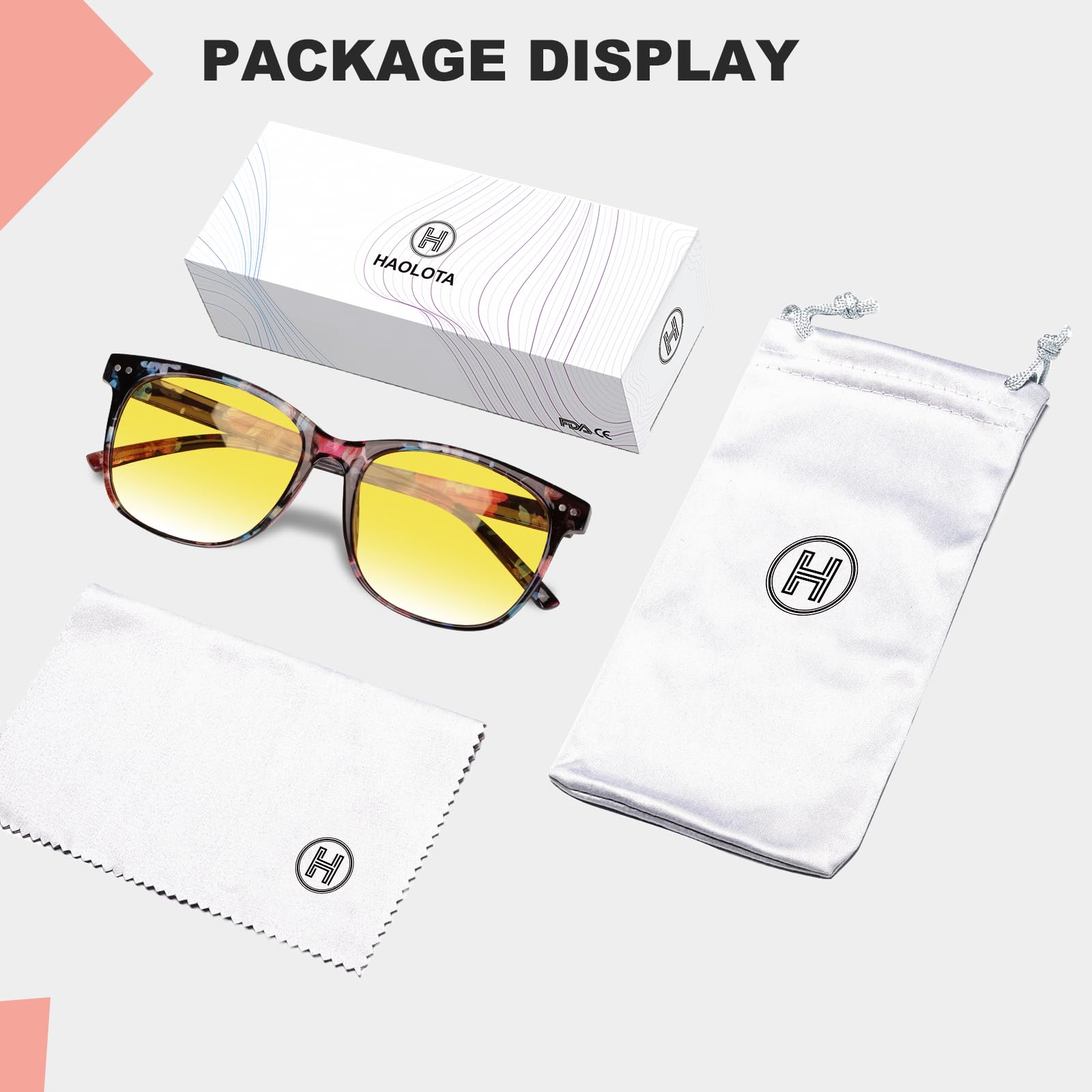 HAOLOTA Night Vision Driving Glasses Yellow Tinted Anti Glare Women NV8081